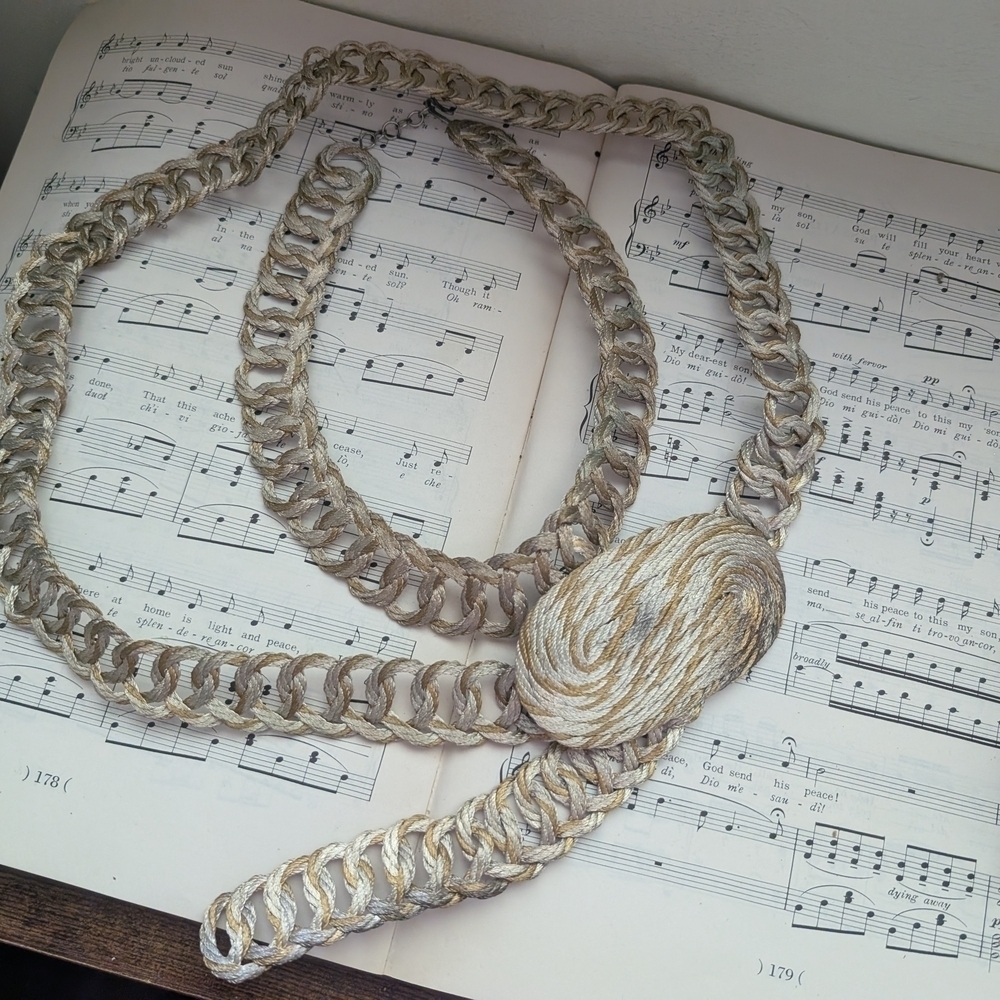 Elegant Gold and Silver Woven Metal Necklace And Matching Belt Made In Greece